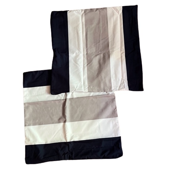 NWOT Pair of Wide Striped Silky Polyester Throw Pillow Covers 17”x17” - Picture 1 of 4